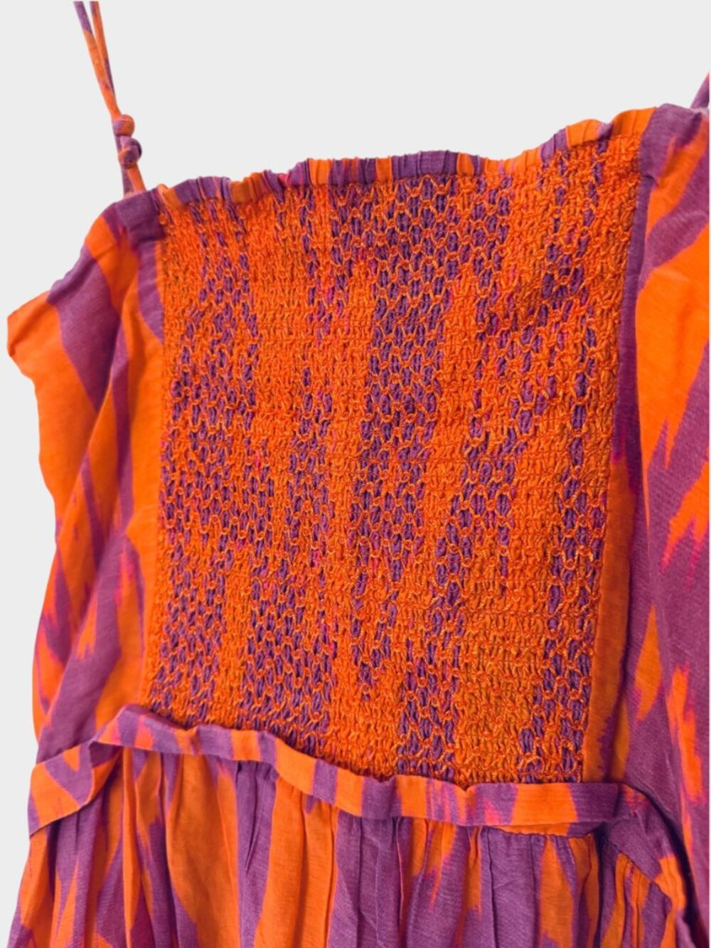 Maria Cher Targatal Midi Dress Square Neck Side Zipper, Orange Lilac - Picture 7 of 12